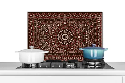 Obrázok produktu pre MuchoWow® Splashback Kuchyňa - Kuchynský backsplash - Ochrana steny pre sporák a drez Vzory - Mandala - Koberec - červený 70x50cm Alu-Dibond