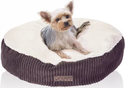 Produktbild von Kuscheliges Plüschbett Hundebett Katzenbett DOTTY - weiches rundes PLÜSCH Kissen für kleine und mittelgroße Hunde und Katzen Schlafplatz Größe M 60 cm