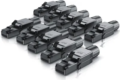 Obrázok produktu pre Primewire 10x sieťový konektor RJ-45 (Ethernet) na sieťový kábel, beznástrojový RJ45 CAT 8, Gigabitový ethernetový LAN kábel, 40 Gbit/s, čierny