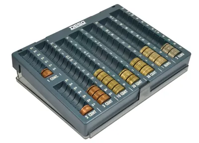 Immagine prodotto di DESQ 2070 Cassetta di smistamento del denaro con coperchio - Con indicatore del livello di riempimento - Per gli spostamenti e le casse