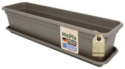 Produktbild von MePla - Set - Balkonkasten Balcony 80 cm + Untersetzer - Taupe