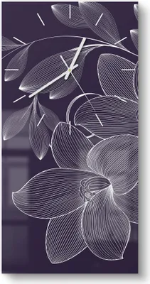 Produktbild von DEQORI Glasuhr 30x60 cm Modern 'Elegante Liliengrafik' Wanduhr Glas Uhr Design leise
