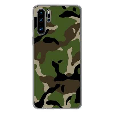Produktbild von MuchoWow® Handyhülle Schutzhülle Hülle für Huawei P30 Pro Militärisches Tarnungsmuster Silikon Softcase Handy Hülle - Schutzdeckel