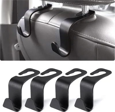 Image de URAQT Appui-tête Crochet de voiture Noir 4 pièces Organisateur plastique Accessoires automobiles