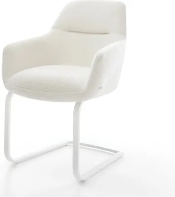 Produktbild von DELIFE Freischwinger Pejo-Flex Bouclé Soft Beige Freischwinger flach Weiß Taschenfederkern