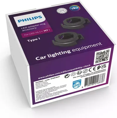 The image shows the retail packaging for Philips LED adapter rings.