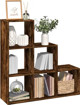 Image de Maison Exclusive - Bibliothèque séparateur de pièce 3 étages Chêne fumé 99x29x99 cm