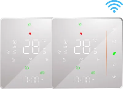 Produktbild von 2X WiFi Intelligent Raumthermostat Thermostat, WiFi elektrische Fussbodenheizung APP Control Voice Heizung Kompatibel mit Alexa/Google für zu Hause 16A - weiß