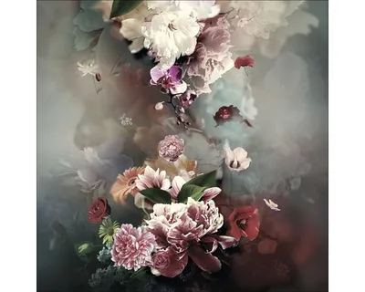 Produktbild von Glasbild Baroque Flowermix IV 50x50 cm