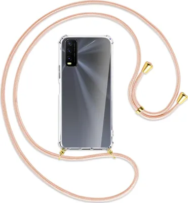 Produktbild von Handykette Backcover-Schutzhülle mit Band (Metall goldfarben) für vivo Y20s / Y11s - rose peach