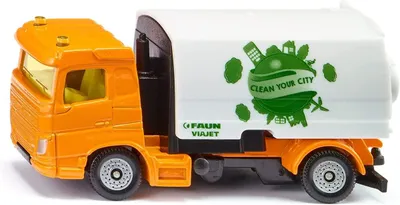 Image de siku 1104, Balayeuse Faun Umwelttechnik, Jouet, Métal/plastique, Jaune/Blanc, Bac de ramassage rabattable, Châssis à 2 essieux