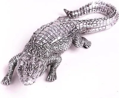 Productafbeelding van Famanu Kroko-dilsulptuur - Elegante dierdecoratie - Zilver