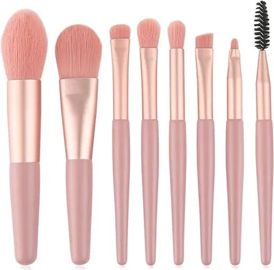 Image de Ensemble de pinceaux de maquillage 8 pièces avec une pochette en EVA, comprenant : fond de teint, pinceaux de maquillage, fards à paupières, correcteur, eye-liner, pinceaux, mascara, pinceaux cosmétiques, pinceaux rouges