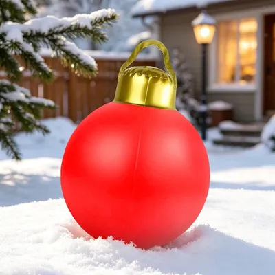 Imagen del producto de Adorno navideño inflable, clásico en rojo y verde, de 60 cm, ideal para decoración navideña en interiores y exteriores