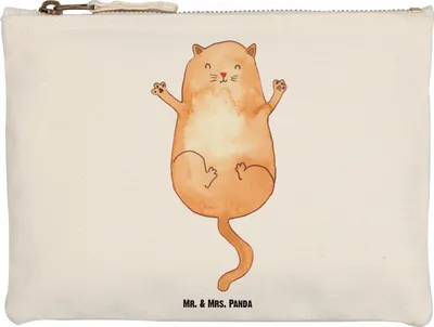 Produktbild von Mr. & Mrs. Panda Kosmetiktasche Katze Umarmen Größe M - Weiß - Geschenk, Katzen, Familie, pencil case, Etui, Cat, Waschbeutel, Pouch, Cats, kosmetiktäschchen