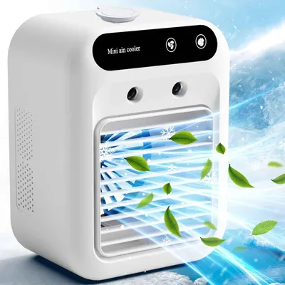 Produktbild von Kleiner Tischventilator,USB Tragbarer Verdunstungskühler,Mit 2 Windgeschwindigkeiten Und 500 Ml Wassertank,Mini Leiser Kühler,Persönlicher Luftkühler