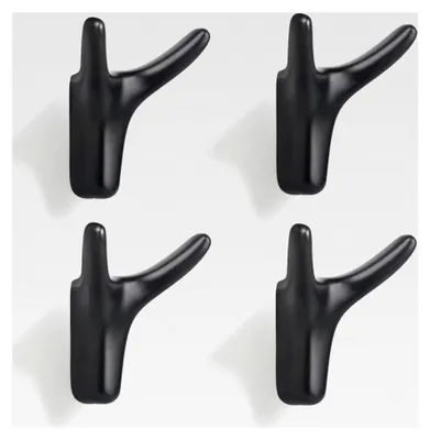 Produktbild von 4 Stück Doppelte Wandhaken, Garderobenhaken zur Wandmontage, Kleiderhaken aus Zinklegierung, Handtuchhaken für Badezimmer, Küche, Schlafzimmer, Mehrzweckhaken mit Schrauben (Mattschwarz)