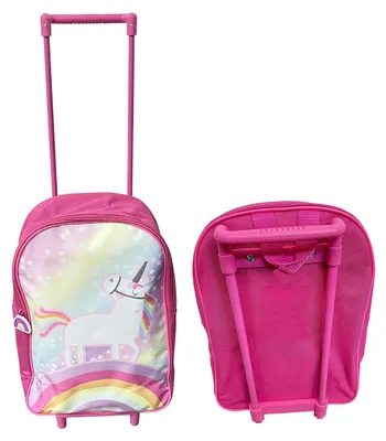 Image de Valise pour enfant, 40 cm x 28 cm, rose, avec 2 roulettes, idéale pour les voyages des jeunes filles