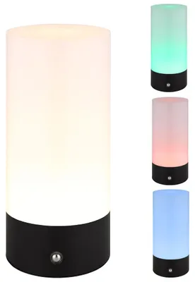 Immagine prodotto di Lampada da tavolo a LED RGB, nera, dimmer touch, batteria ricaricabile, H 19 cm
