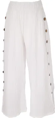 Produktbild von Bequeme Palazzohose, Sommerhose, Musselinhose - Weiß, Damen, Baumwolle, Hosen