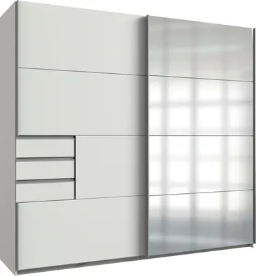 Image de Armoire à portes coulissantes Saigon 225 x 64 x 208 cm, blanche avec miroir (18535)