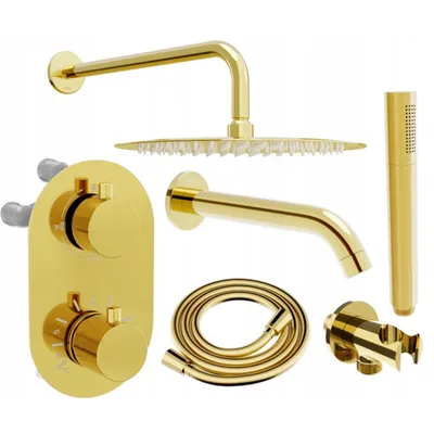 Obrázek produktu pro Mexen Kai DR70 Podomítkový vanový a sprchový set s dešťovou sprchou 25 cm, Zlatá - 77602DR70251-50