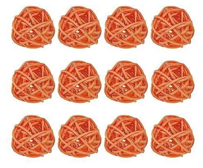 Produktbild von Dekokugeln Rattan 12 Stück 3 cm Orange Korbweide für Vasenfüllung & Vogelspielzeug