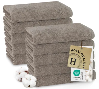 Produktbild von 10er Set Handtücher, 100% Baumwolle, 50x100 cm, taupe