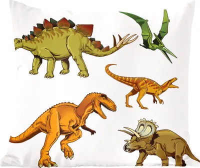 Produktbild von MuchoWow® Zierkissen Sofakissen Wohnzimmer Dekokissen 45x45 cm Dinosaurier - Zeichnung - Jungen - Kinder - Schlafpolster - Polster für das Sofa
