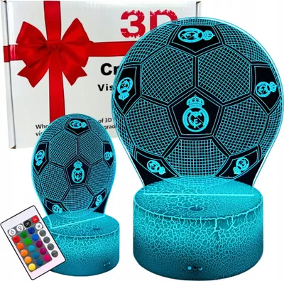 Produktbild von Real Madrid Fußball-Nachtlicht für Kinder, 16 LEDs, 3D-Fernbedienung