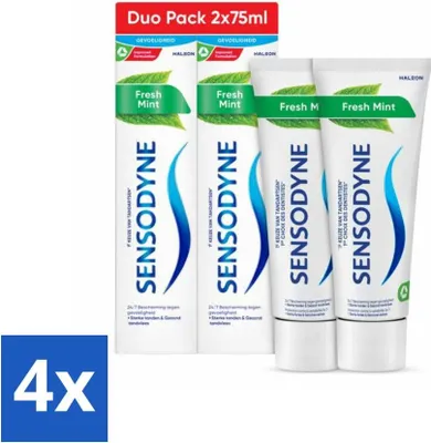 Produktbild von Sensodyne Zahnpasta - Frische Minze - Frische Minze - Duopack - 2 x 75 ml - Vorteilspack - 4 Stücke
