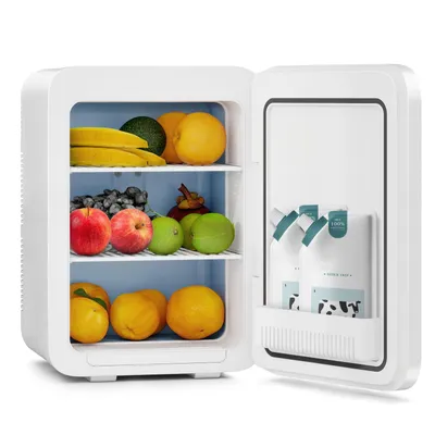 Produktbild von Puluomis Mini Kühlschrank 20L, 2 in 1 Warm- und Kühlbox tragbar Ultra-Leiser Auto Kühlbox (<30dB) 12V/220V /230V AC/DC für Getränkedosen, Snacks Weiß