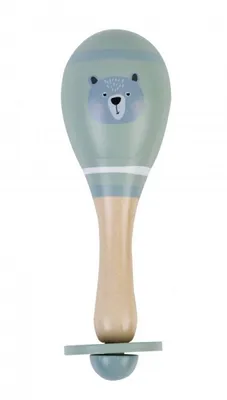 Produktbild von AdamToys Maracas für Kinder Holzrassel Baby Musikspielzeug 16 x 5cm - Teddybär
