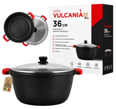 Immagine prodotto di Akitaink Casseruola Alluminio Pressofuso Coperchio in Vetro 36 cm