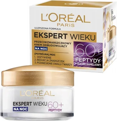 Zdjęcie produktu dla L'Oréal Paris Ekspert Wieku 60+ Przeciwzmarszczkowy krem odbudowujący na noc, pojemność 50 ml