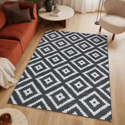 Image de Tapis LUXURY Moderne Blanc Gris Salon  140 x 200 cm