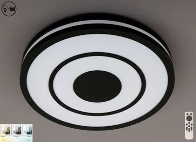 Produktbild von Briloner LED Deckenleuchte Ripple Schwarz Ø35cm 24W 1920lm CCT 3000K - 6500K Dimmbar Fernbedienung