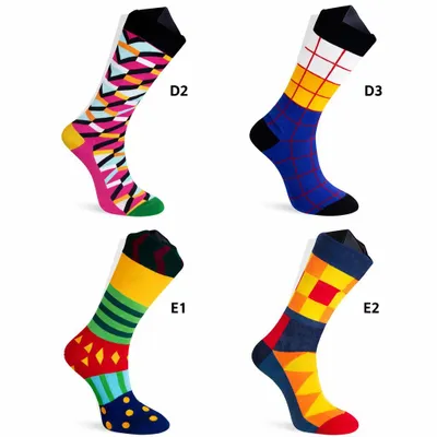 Produktbild von 4 Paar Bunte Herren & Damen Socken mit Muster – Moderne Design Socken, Baumwollmix, Bequem & Atmungsaktiv Größe 38 bis 46