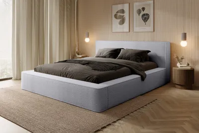 Produktbild von Polsterbett Doppelbett OMAHA 180x200cm in Stoff Euphoria Hellgrau