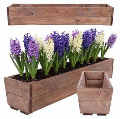 Produktbild von MODO24 Pflanzkasten, Blumenkasten, Balkonkasten, Pflanzkübel, Kräuter, Fensterbank, Wetterfest, Massivholz Kiefer, 19x103x25cm, Braun imprägniert, KOR