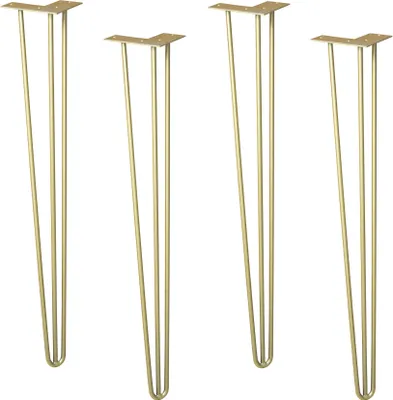 Produktbild von WAGNER Möbelbeine HAIRPIN LEGS Retro 4tlg. Set - 12 x 12 x 71 cm, Stahl, gold matt, Bein schräg & Anschraubplatte - 12827504