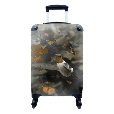 Produktbild von MuchoWow® Koffer Handgepäck Trolley Rollkoffer Kleine Reisekoffer mit 4 Rollen - Vogel - Kolibri - Gold - Cabin Size < 55x40x23 cm & 55x40x20 cm - Fotokoffer - Kabinenkoffer - Boardgepäck - Reise-Box - Reisekoffer - Reisegepäck - Koffer mit Bild - Trolley für Kinder