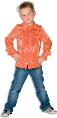Produktbild von L310033A-128 orange Kinder Rüschenhemd Discohemd Gr.128