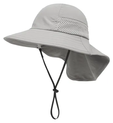Produktbild von Baby Sonnenhut mit Nackenschutz C-Grau Größe L (6-12 Jahre) verstellbar