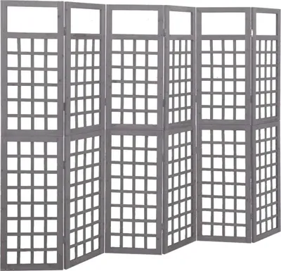 Image de The Living Store Treillis/paravent 6 pièces en bois massif sapin gris 242.5x180 cm