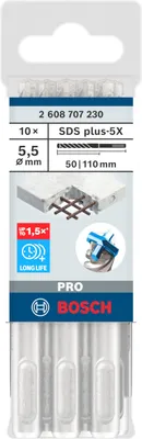 Zdjęcie produktu dla Młotowiertarka PRO SDS plus-5X, 5,5 x 50 x 110 mm