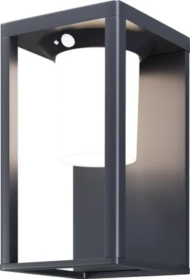 Produktbild von Solar Wandleuchte außen Aluminium LED Bewegungssensor IP54 H: 15,6 cm Graphit eckig warmweiß 3000 K 150 lm