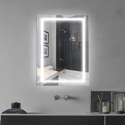 Image de Miroir de salle de bain LED 60×80cm interrupteur tactile avec 3 couleurs de lumière 3000-6400K