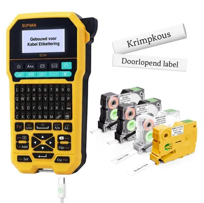 Productafbeelding van SUPVAN G15M Industriële Label Printer met 2 Krimpslang en 2 Etiketten