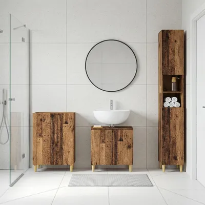 Immagine prodotto di Maison Exclusive - Sistema di mobili da bagno a 3 pezzi, modello DELFT, realizzato in legno riciclato